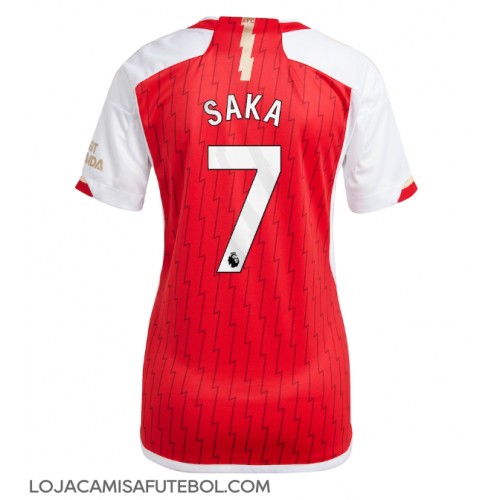 Camisa de Futebol Arsenal Bukayo Saka #7 Equipamento Principal Mulheres 2023-24 Manga Curta